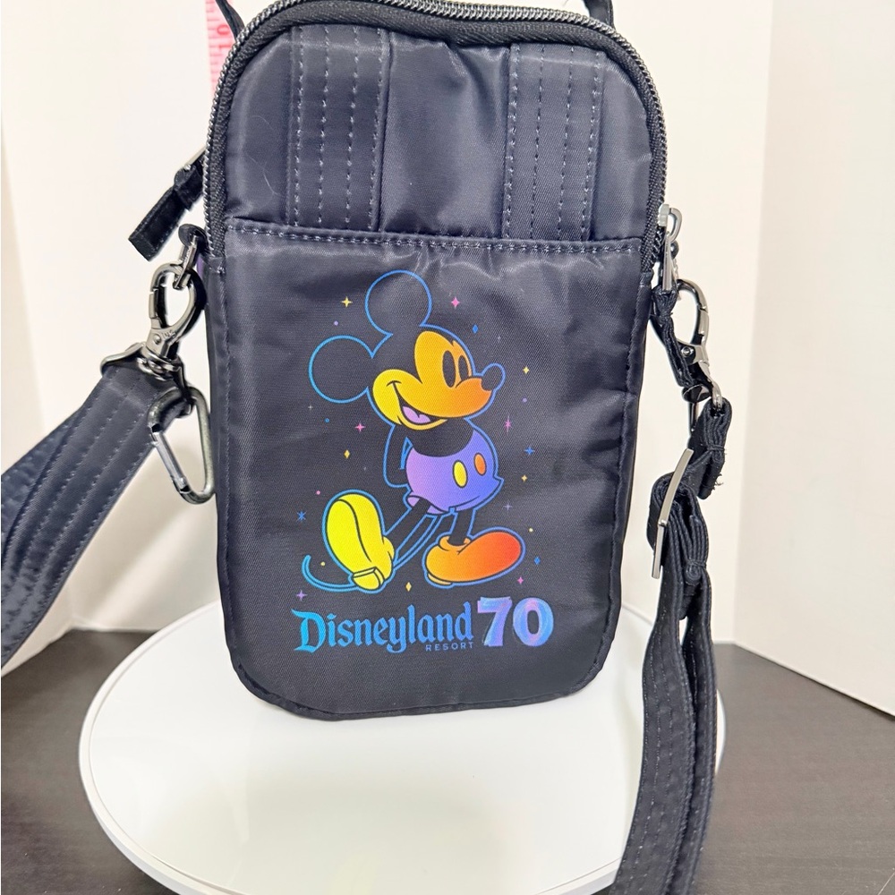 Disney Disneyland 70th Black Crossbody Bag with Pink & Purple Ears - Picture 2 of 3